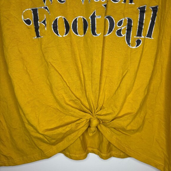 NOBO NEW Football Graphic V-Neck Tie Front Tee Womens 2XL Gold - Picture 4 of 6